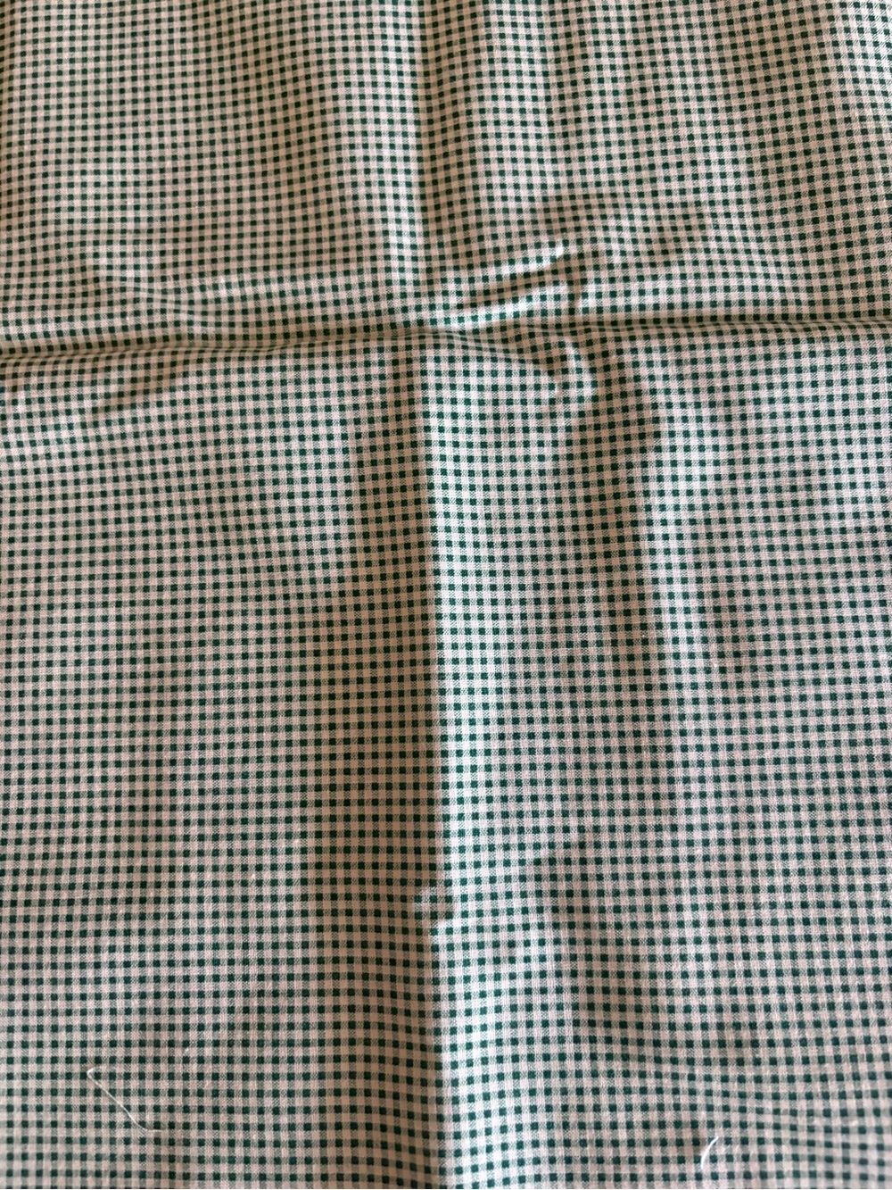 Green and White Gingham Fabric 1 yard by 44 inches